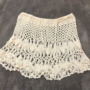 Free People Cream Crochet Skirt